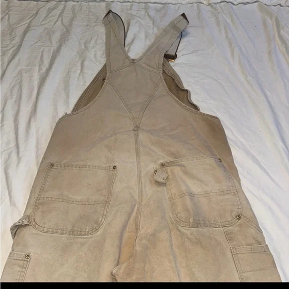 Carhartt Duck Bib Overalls Mens 38x32  Brown Double Knee Workwear Carpenter - Picture 10 of 11